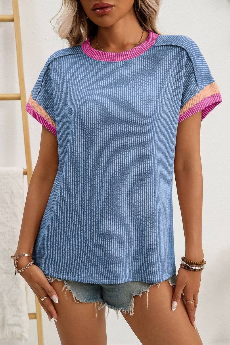 CWTBLS2256_TWISTED SEAM COLORBLOCK CREW NECK TEE