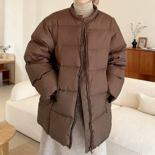 Fashion versatile round-neck down cotton jacket