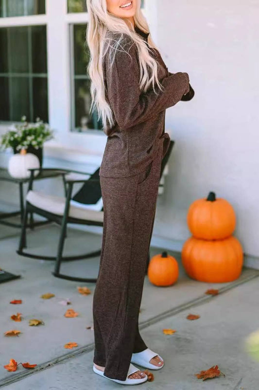 CWSS1014_LAPEL BUTTON-DOWN LONG SLEEVE TOP PANTS SUIT