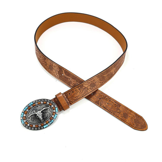 CLASSIC MEN'S PUNK EMBOSSED LEATHER BELT_CWABE0411
