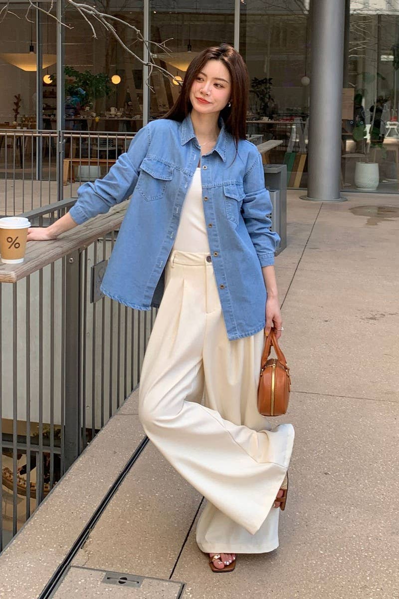 CWOBL00211_RETRO LONG-SLEEVED LAYERED LOOSE SHIRT