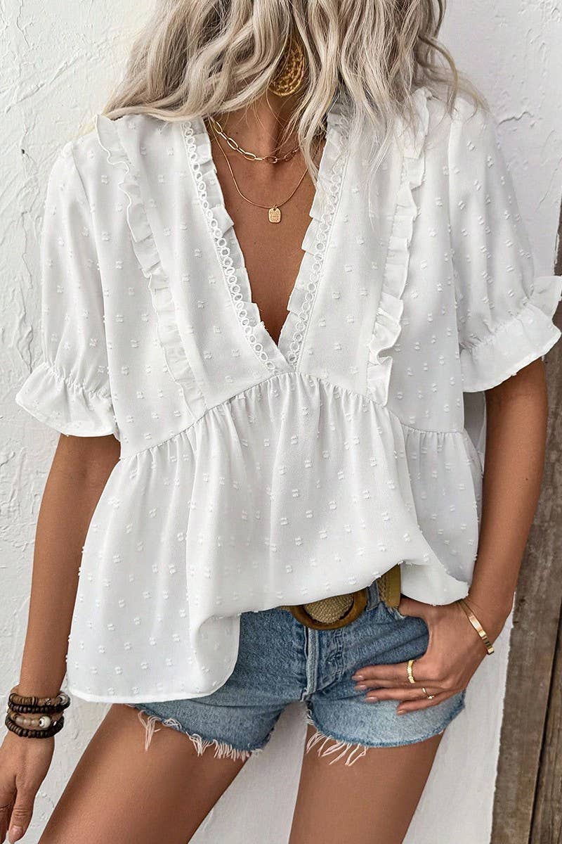 CWTBLS2237_SUMMER HOLIDAY STYLE FLOWERED FLUFFY SHIRT