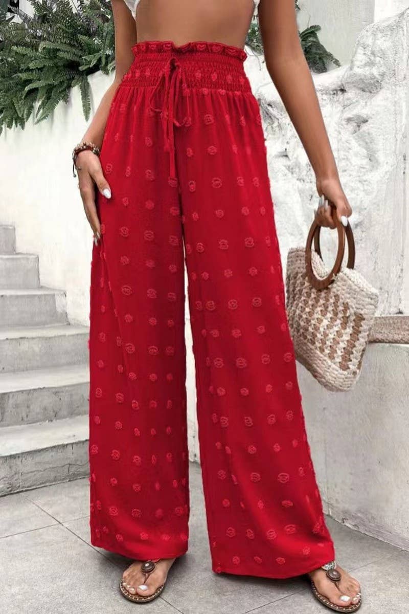 CWBLP1977_HIGH WAIST JACQUARD WIDE LEG LOUNGE PANTS