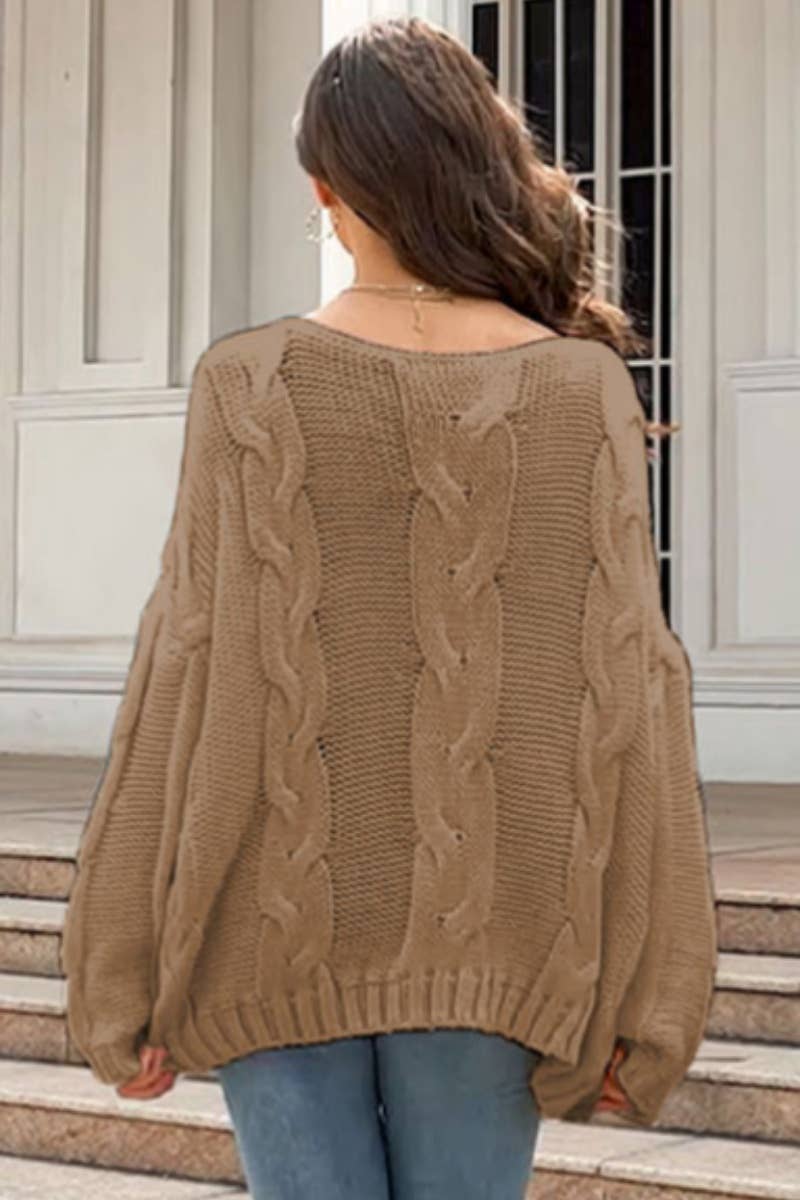 CWOSWL6735_WINTER ONE-SHOULDER LOOSE LONG-SLEEVED SWEATER