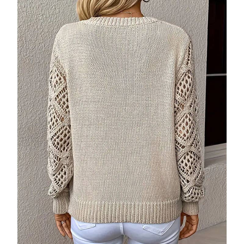 CUT-OUT V-NECK PULLOVER ALL-IN-ONE SWEATER