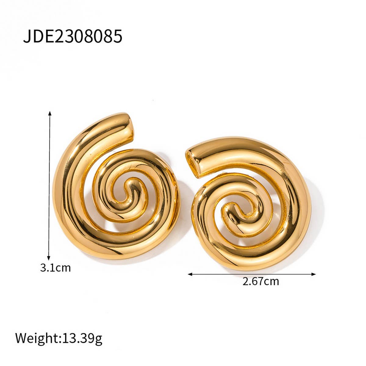 SIMPLE AND STYLISH 18K GOLD SPIRAL EARRINGS