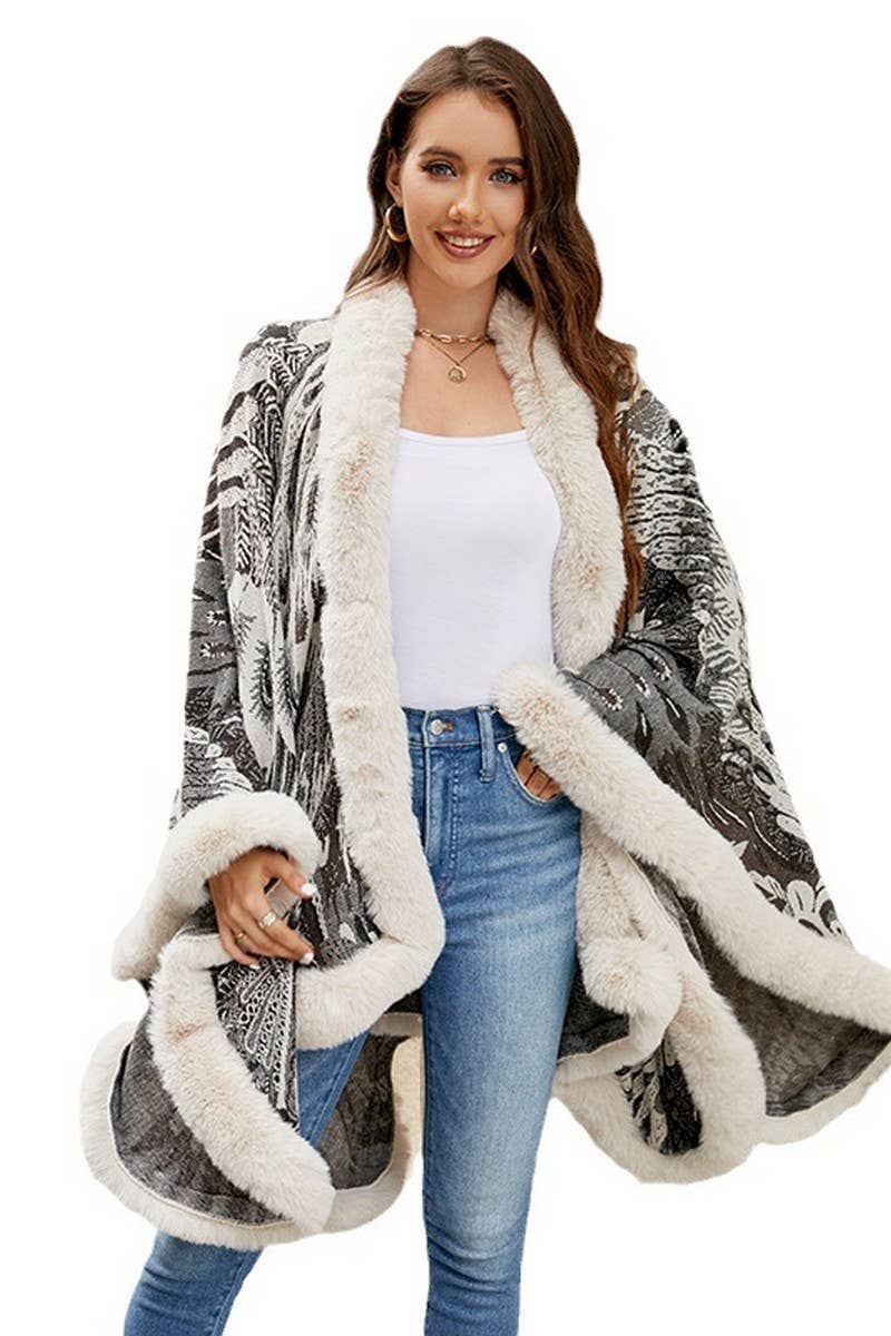 CWOCAL0870_PEACOCK FLOWER KNITTED CAPE THICKENED SHAWL