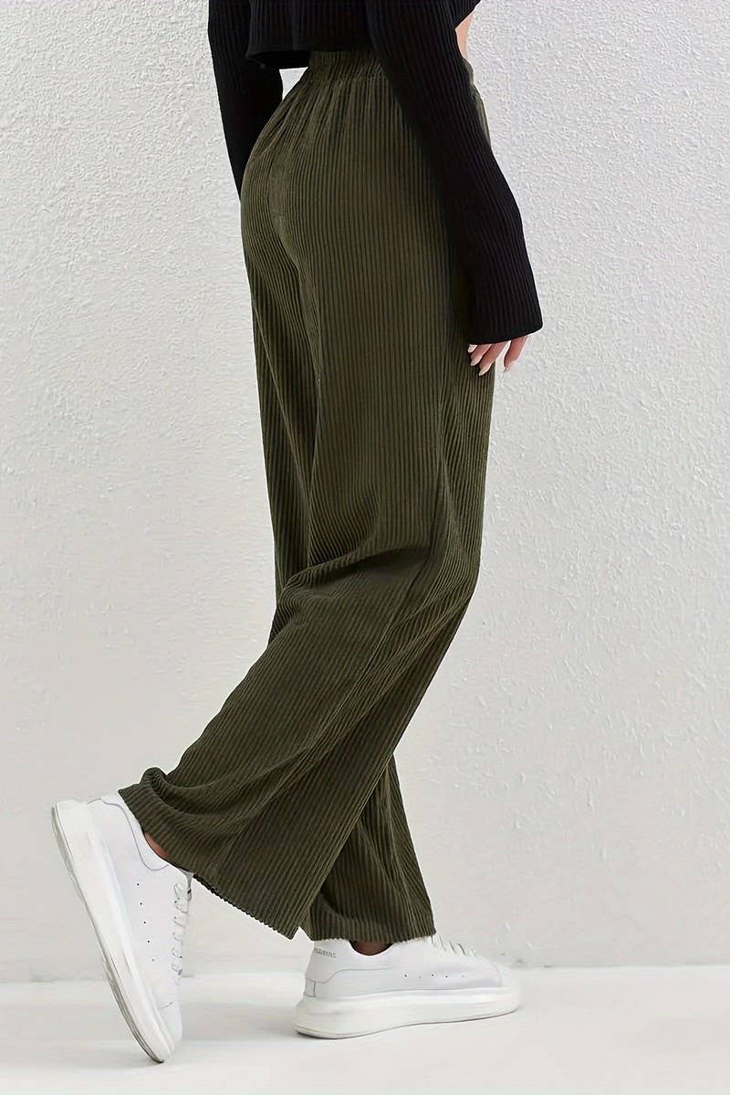 CWBLP1119_CORDUROY ELASTIC WAIST STRAIGHT TROUSERS