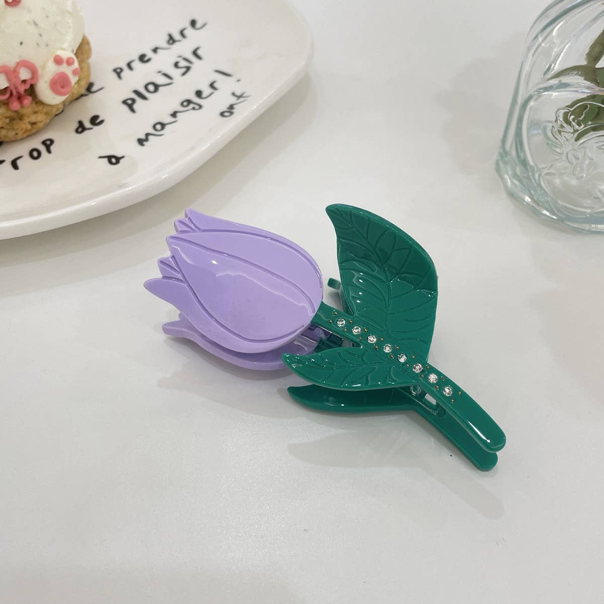 Rhinestone Flower Hair Claw - Tulip Sunflower Clip_CWAHA0966