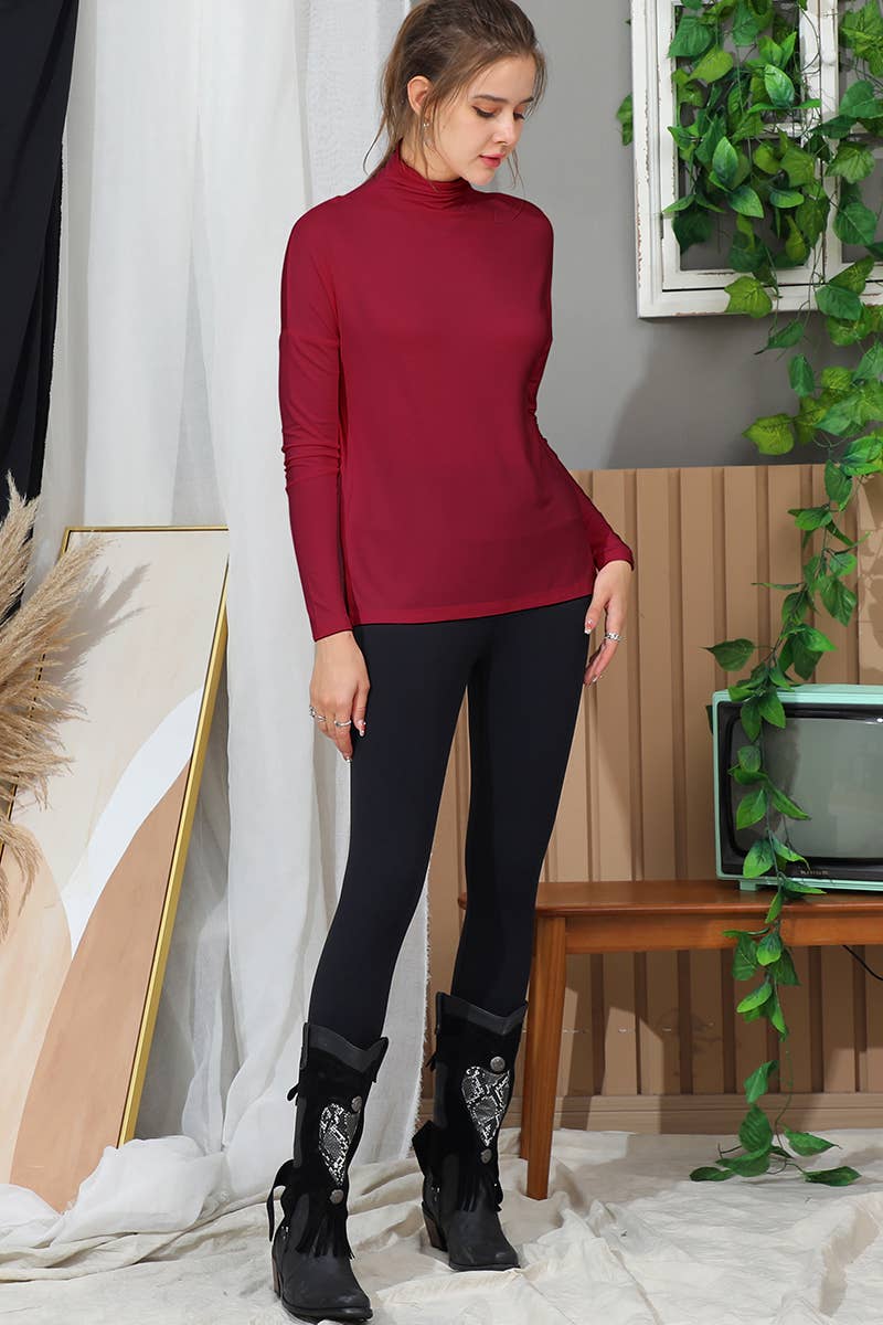 CWTTL1481_Turtle Neck Long Sleeve Pullover Top