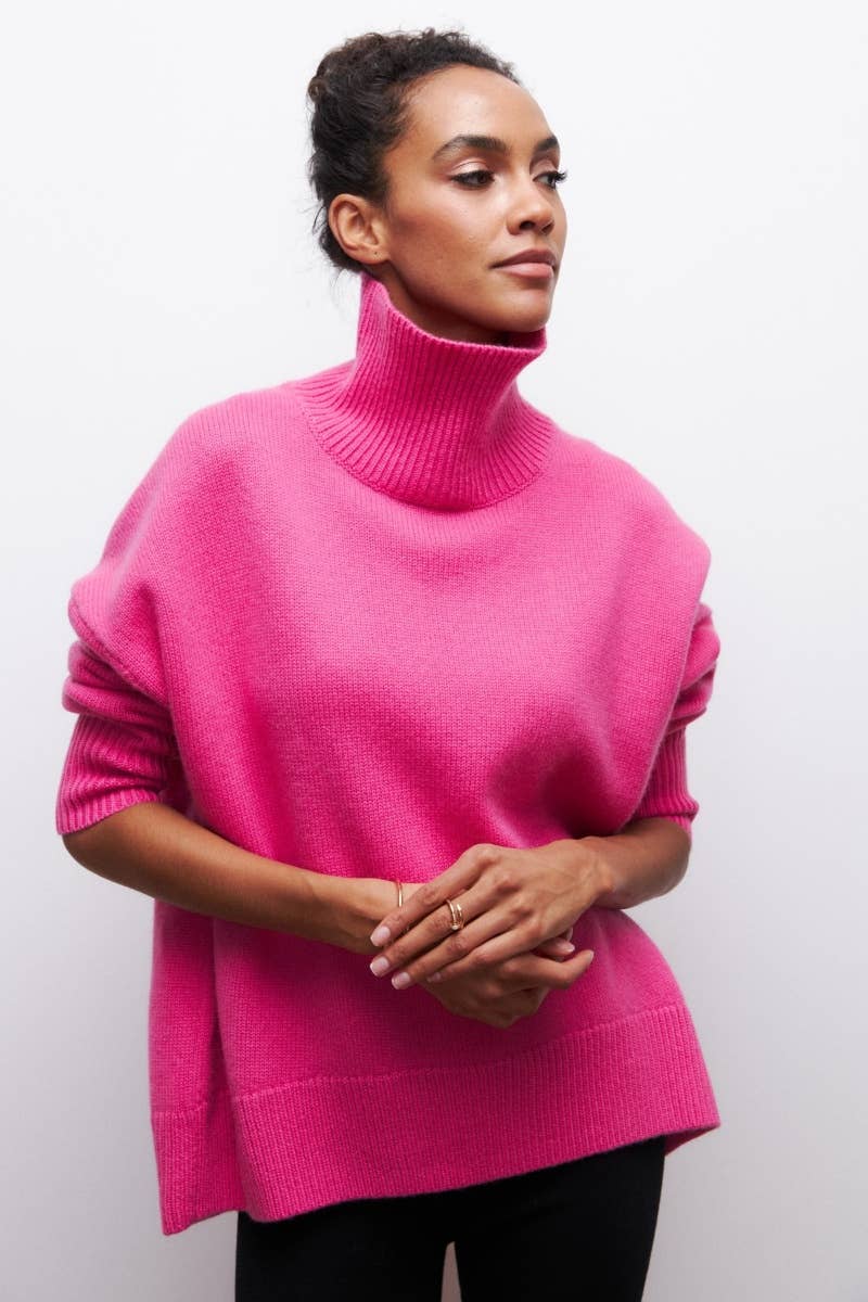 CWOSWL6629_TURTLENECK SOLID COLOR LONG-SLEEVED SWEATER