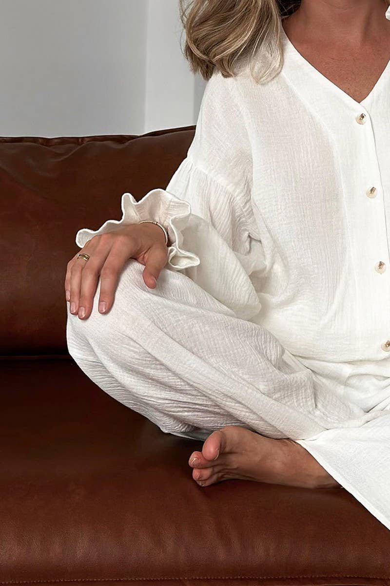 CWSPJ0254_COTTON BREATHABLE TWO-PIECE PAJAMAS HOME WEAR