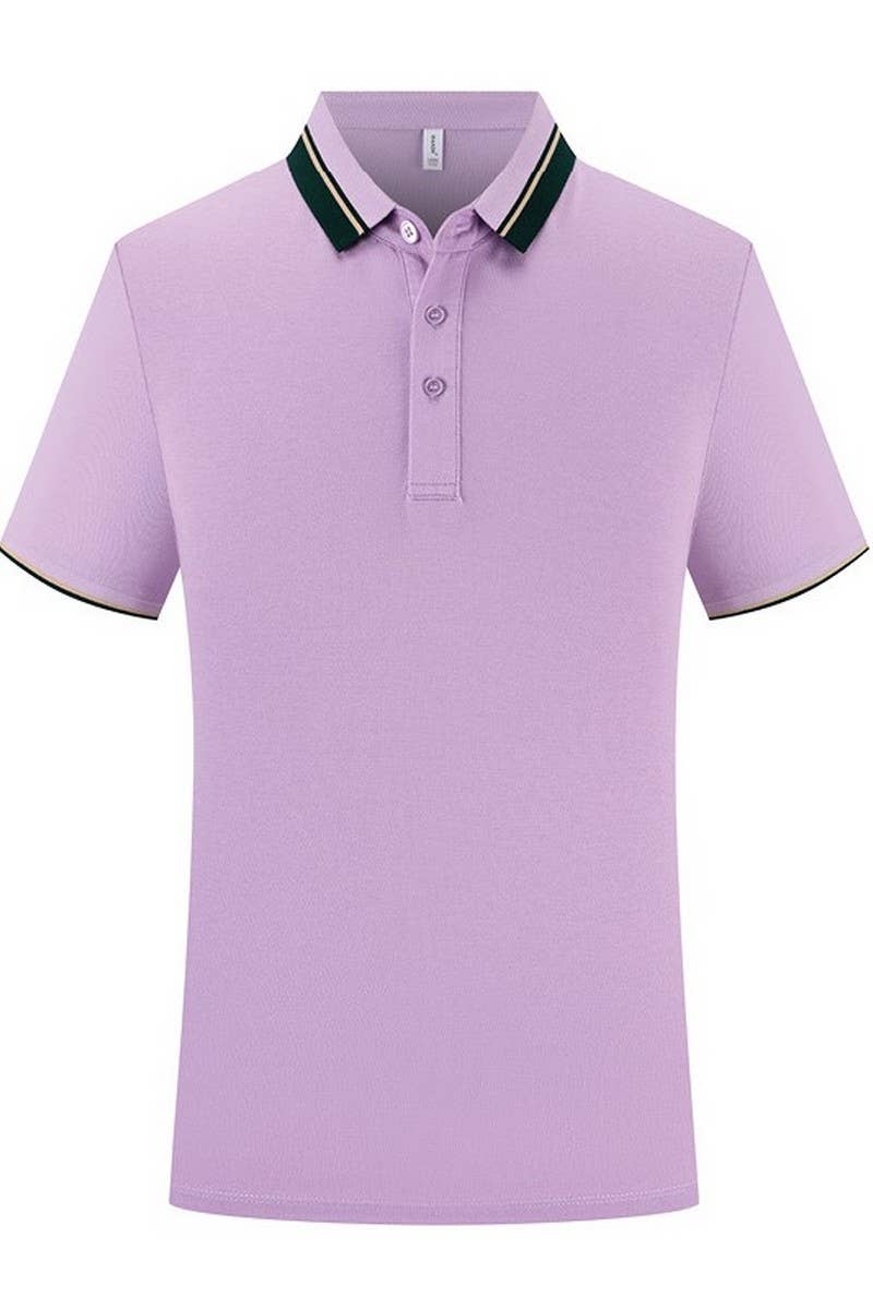 CWTBLS02440_CONTRAST COLLAR SHORT SLEEVE POLO SHIRT