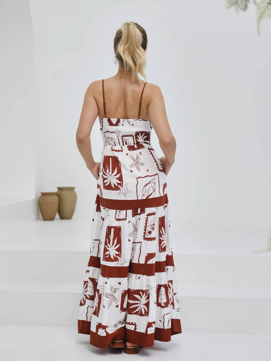 Casual one-shoulder lace patchwork halter dress