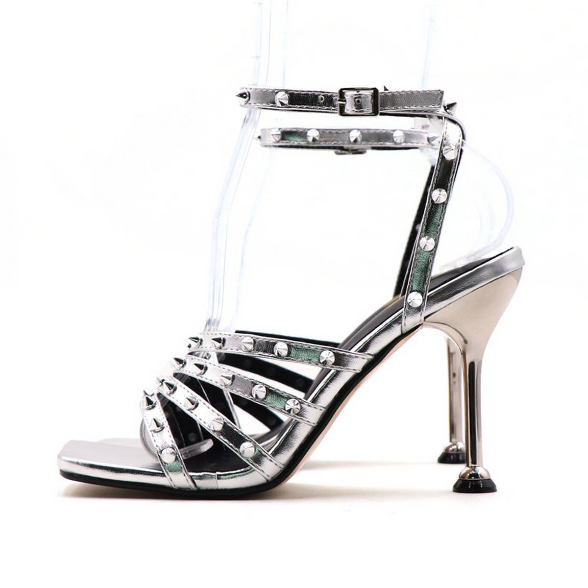 STILETTO SQUARE TOE HIGH HEELS WITH RIVETS_CWSHS0608