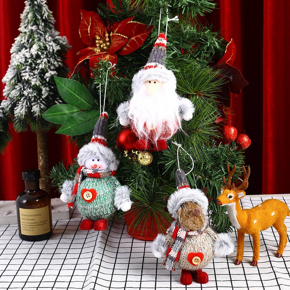 CHRISTMAS COLORFUL FABRIC FOAM PENDANT ORNAMENTS