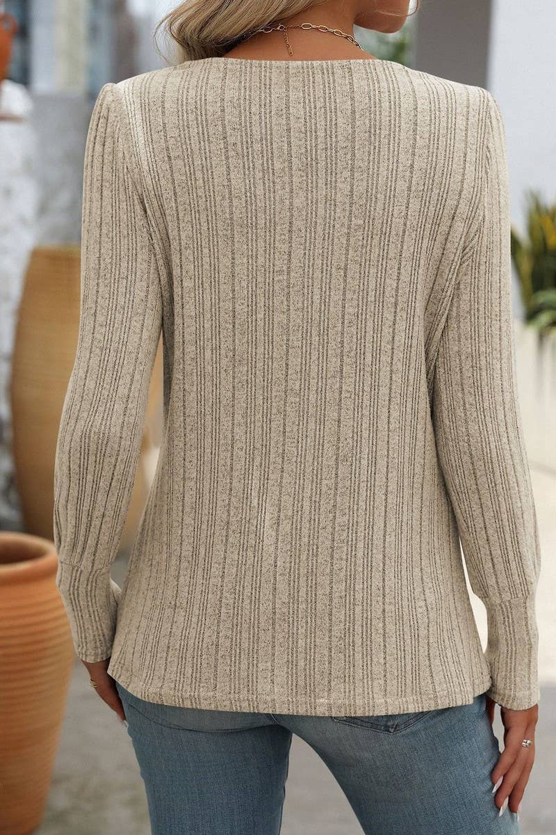 CWOSWL6829_SQUARE NECK BRUSHED SOLID COLOR LONG SLEEVE TOP