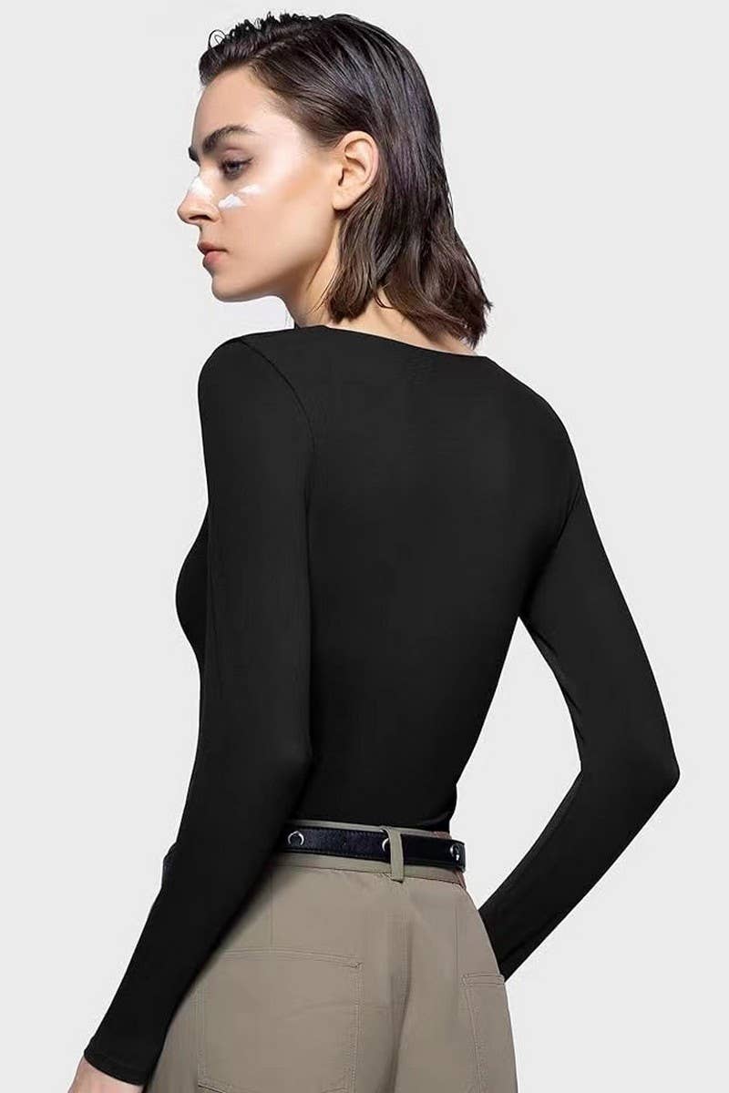CWTBLL3951_SQUARE NECK RIBBED LONG SLEEVE CROP TOP