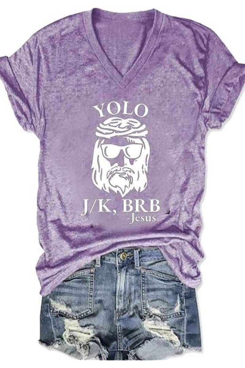 CWTTS1058_LETTER PRINTED V NECK CASUAL SHORT SLEEVED T SHIRT