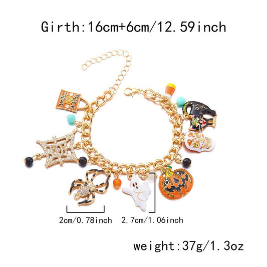 CWAHA3285_HALLOWEEN PUMPKIN SPIDER COMBINATION BRACELET