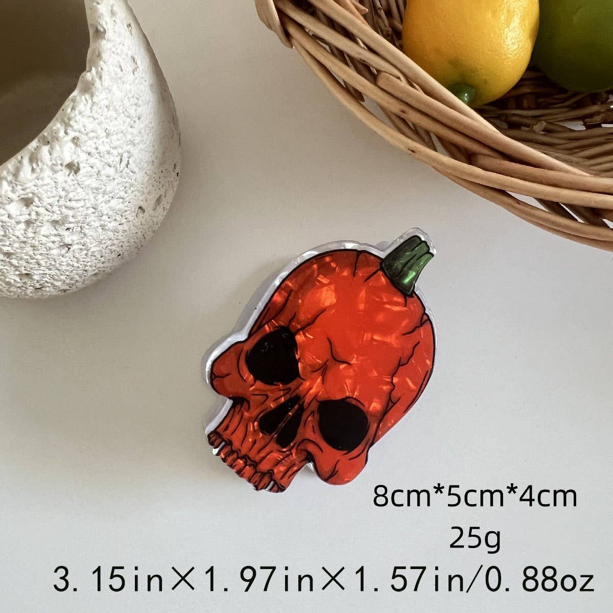 CWAHA07711_HALLOWEEN GHOST SKULL PUMPKIN CLAW CLIP