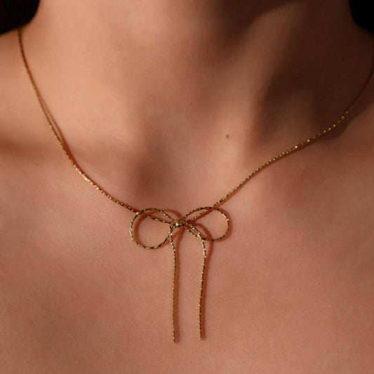 Vintage Titanium Steel Bow Necklace