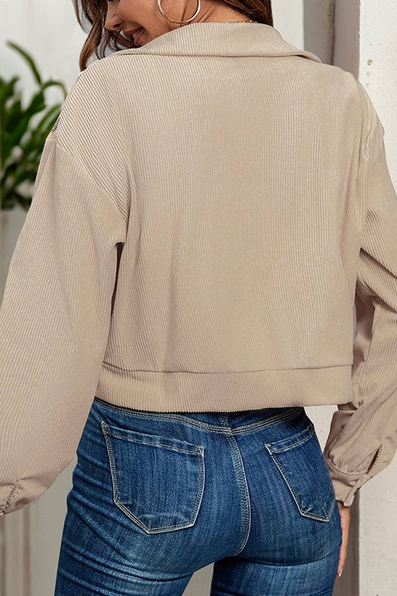 CWOCO0406_CASUAL COLORBLOCK CROPPED LAPEL JACKET