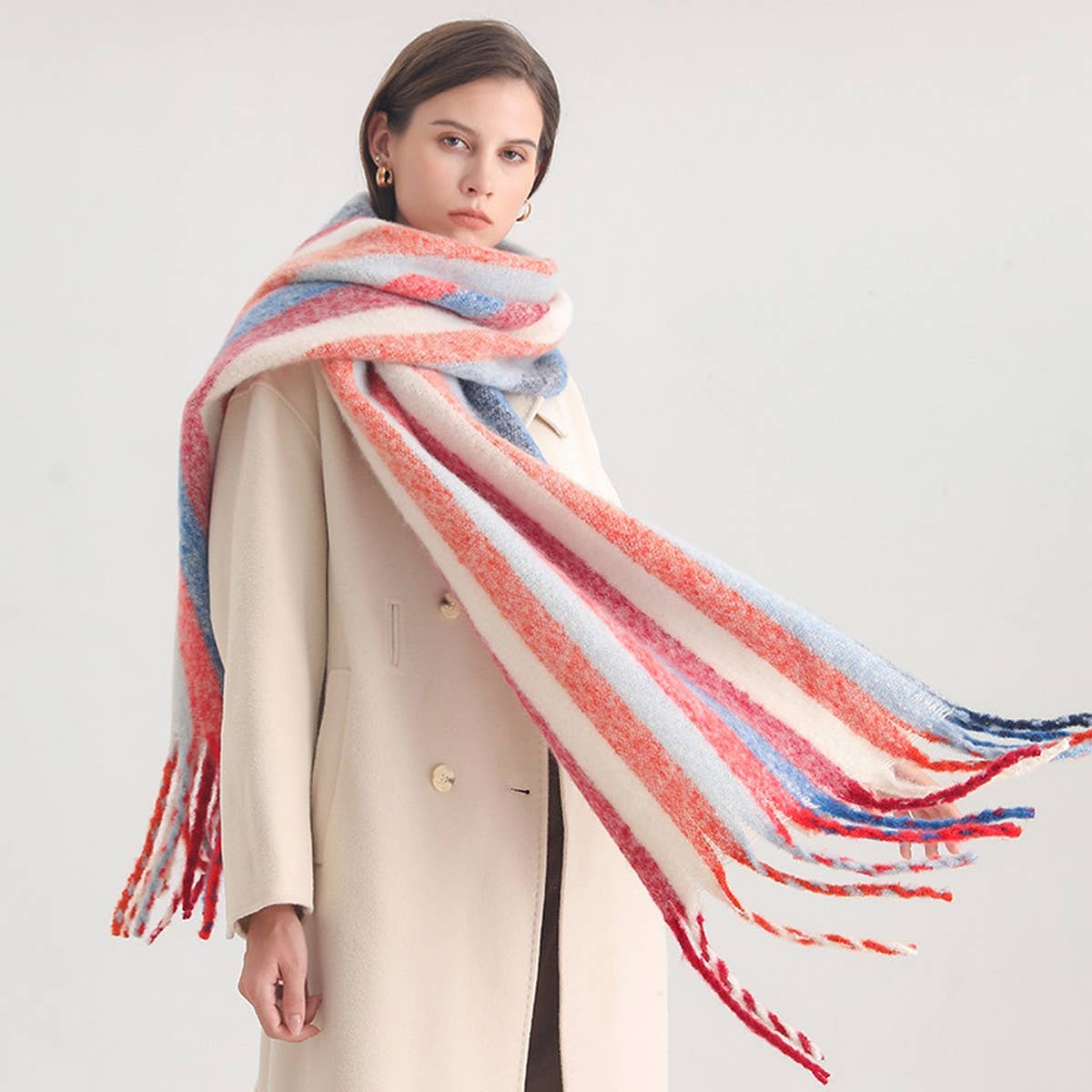 Rainbow Stripe Scarf - Cozy Cute Winter Wrap_CWASC0984