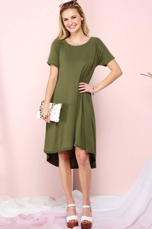 CWDSD10416_RUFFLE DETAIL DRESS WITH SIDE POCKET