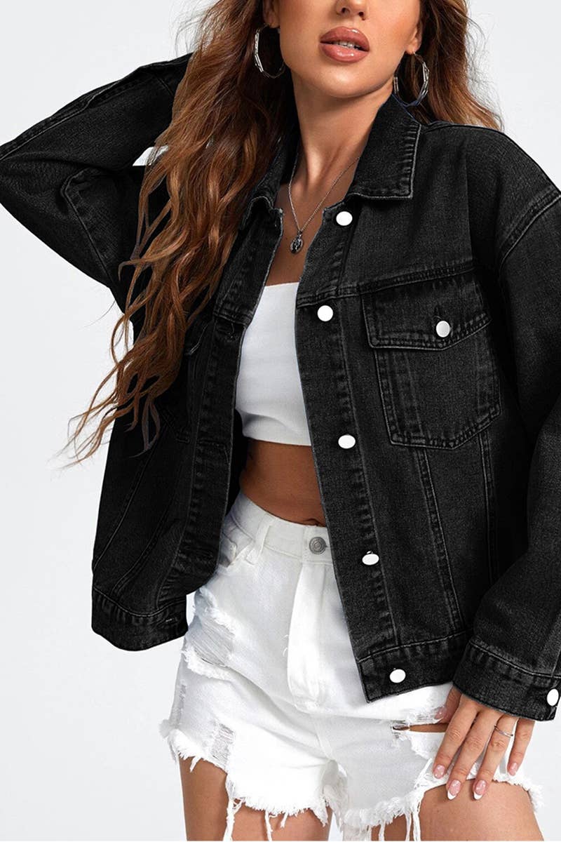 CWJJ065_CASUAL BUTTON DOWN DENIM JACKET