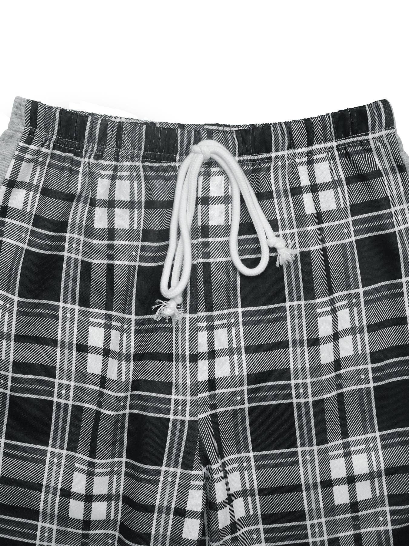 Casual plaid patchwork wide-leg pants