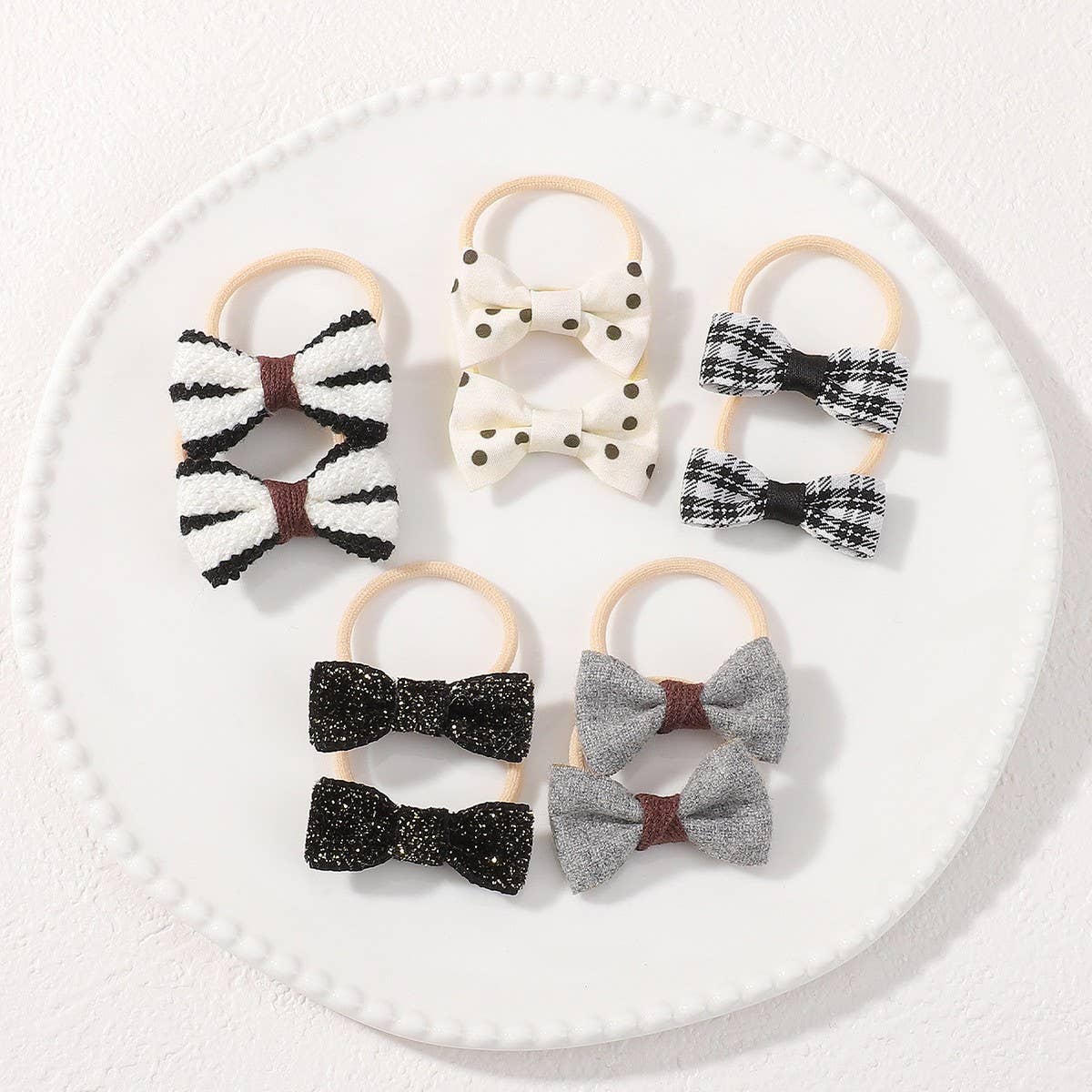 Double Bow Hair Clips Set with Pearls for Girls