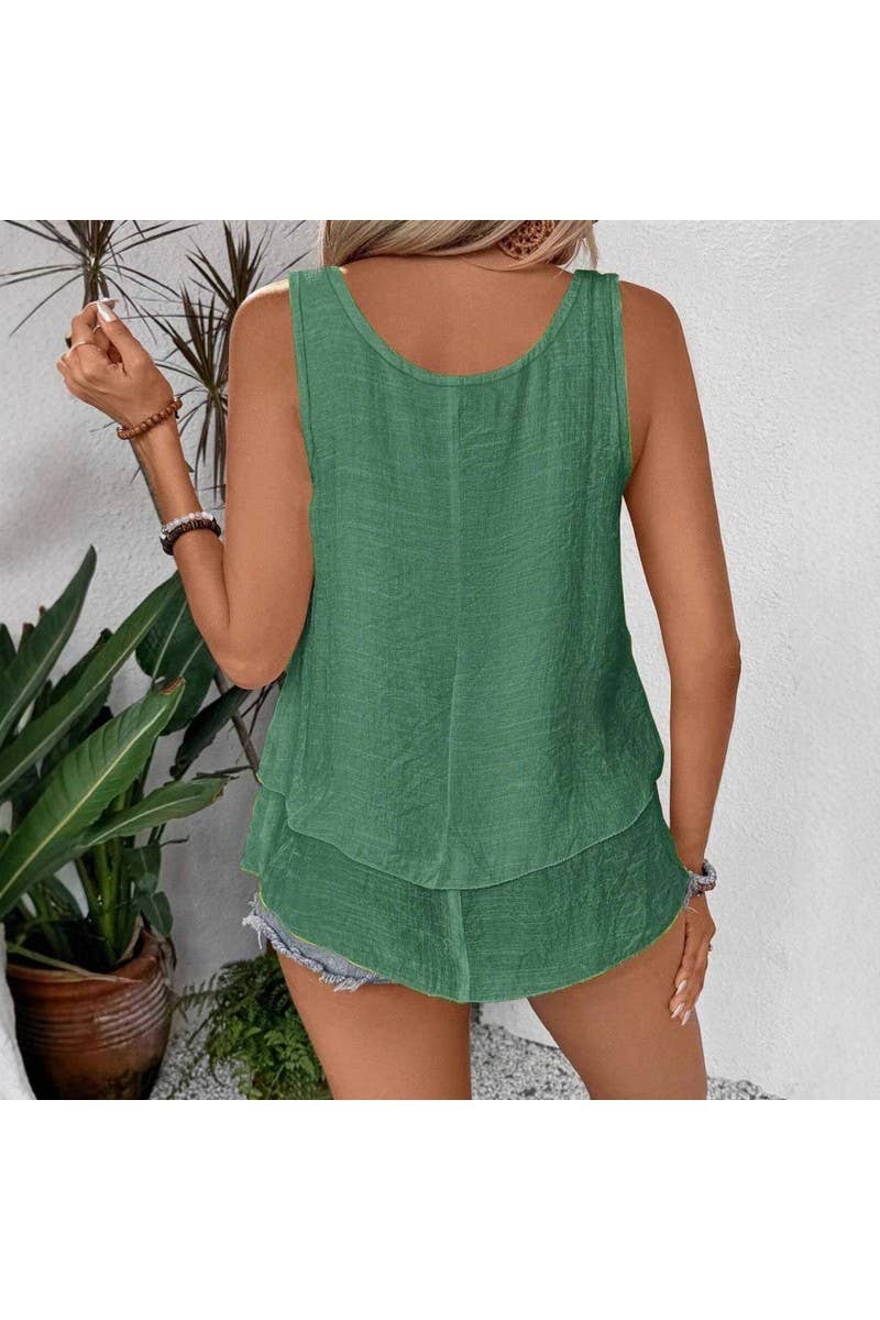 CWTHT00015_2025 WOMEN LAYERED RUFFLE TANK TOP SLEEVELESS CAM