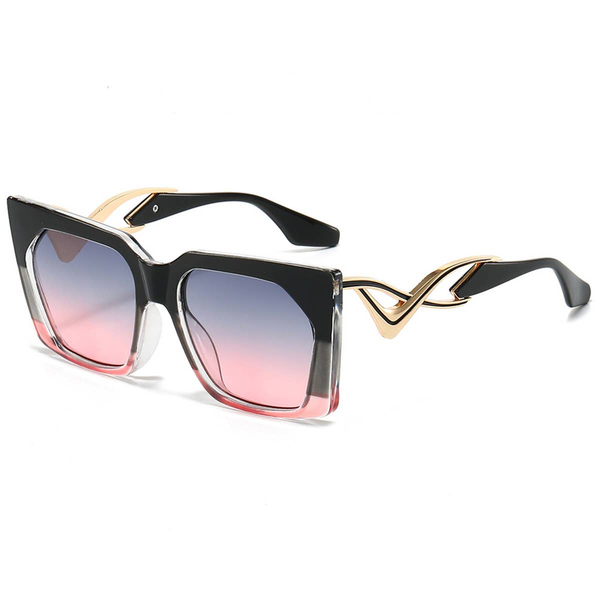 CAT-EYE CURVED TEMPLE FASHION SUNGLASSES_CWASG0536