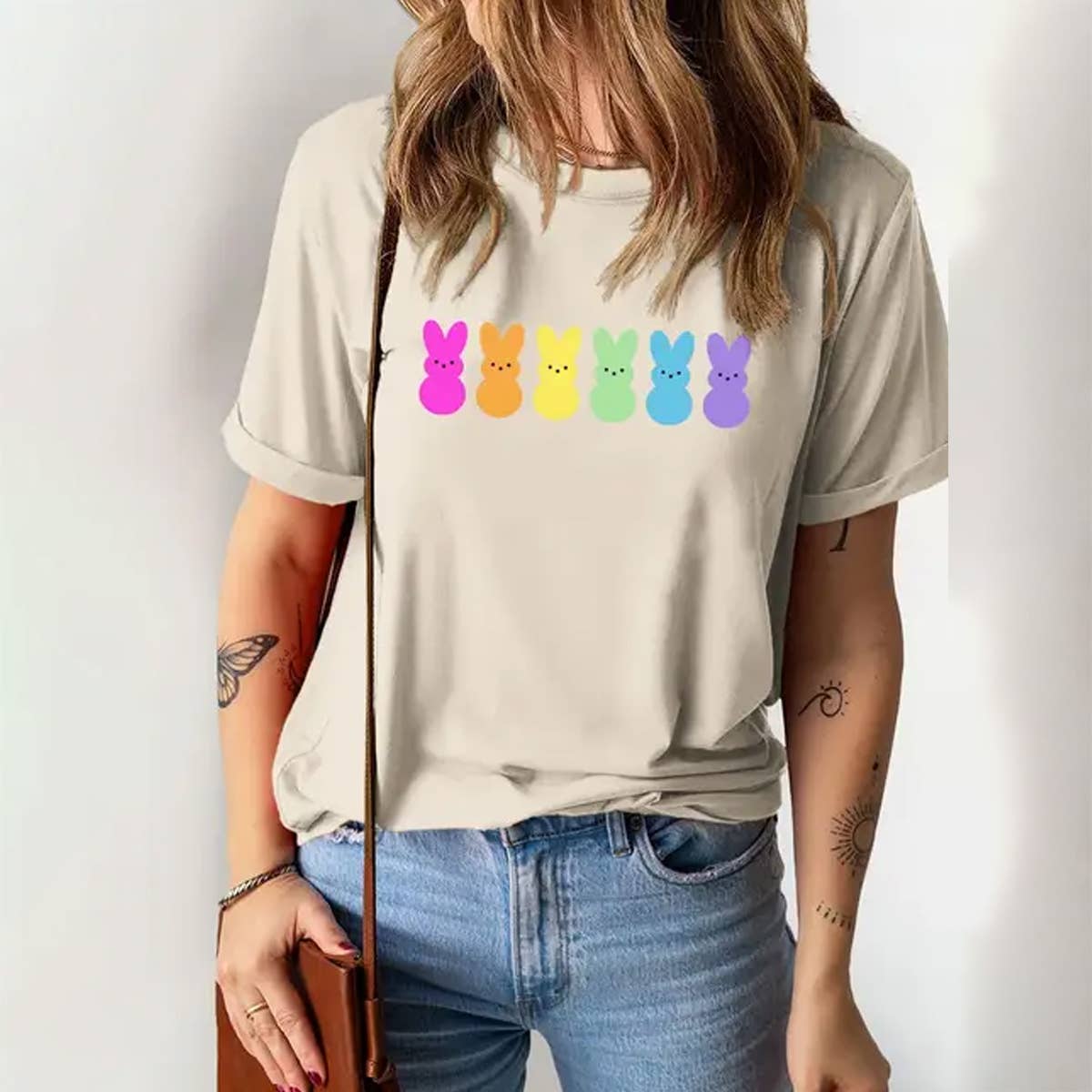 CUTE PRINTED BUNNY ROUND NECK T SHIRT FOR EASTER_CWTTS0790