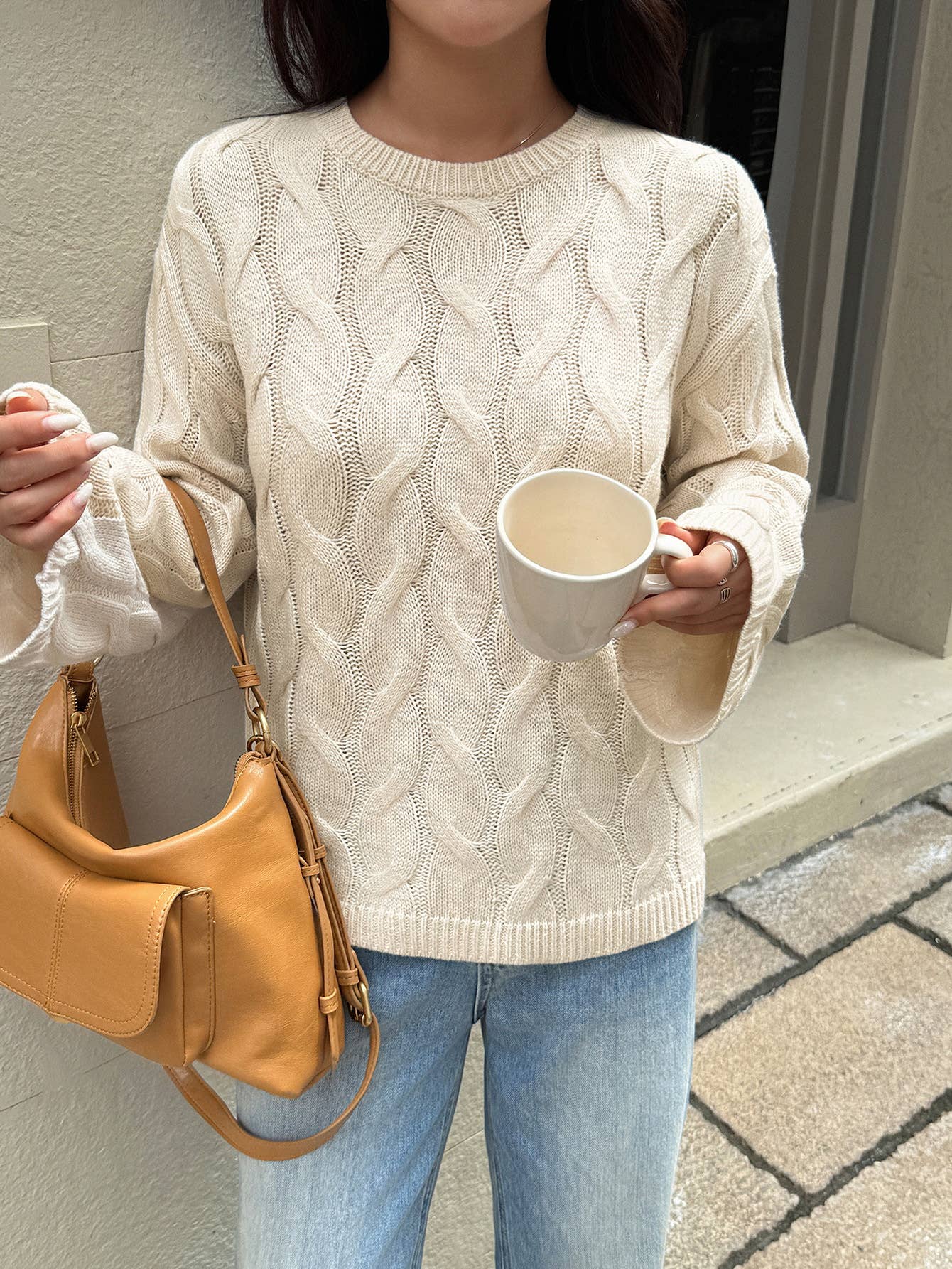 Casual and simple long-sleeved solid-color Sweater