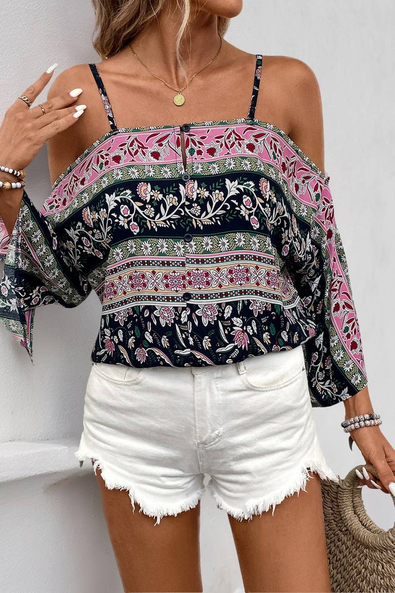CWTBLSL0588_BAT-SLEEVE ETHNIC PRINT CAMISOLE TOP