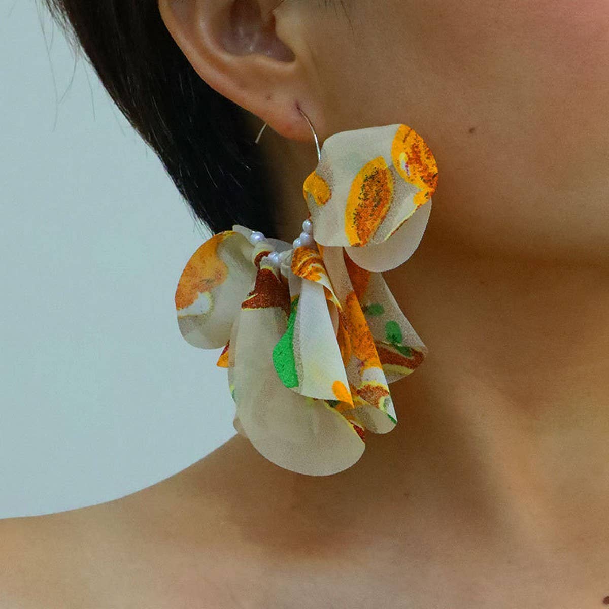 Fabric Tassel Earrings ??Handmade Statement Drop_CWMM6160