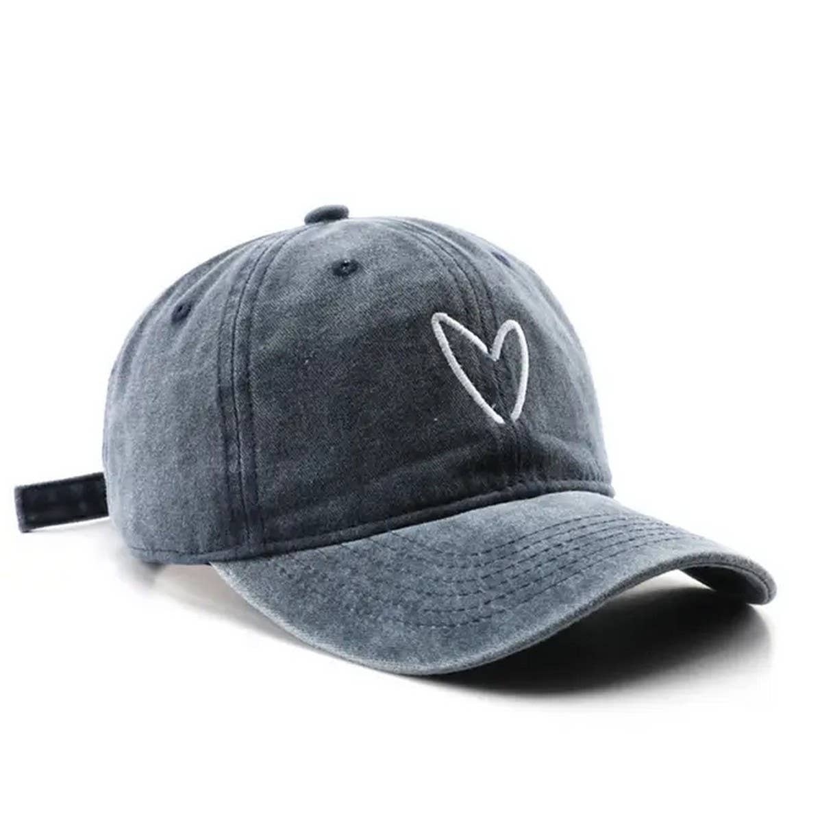 Vintage Wash Heart Embroidery Baseball Cap, Unisex_CWAH1271