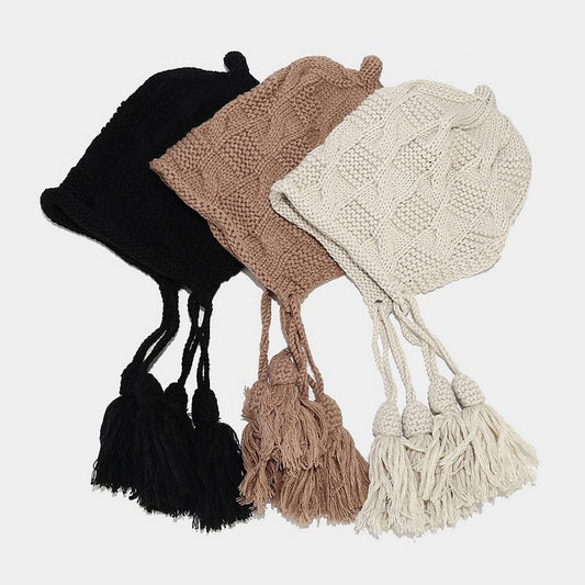 AUTUMN AND WINTER WOOL BALL KNITTED EARMUFFS HAT_CWAH1602