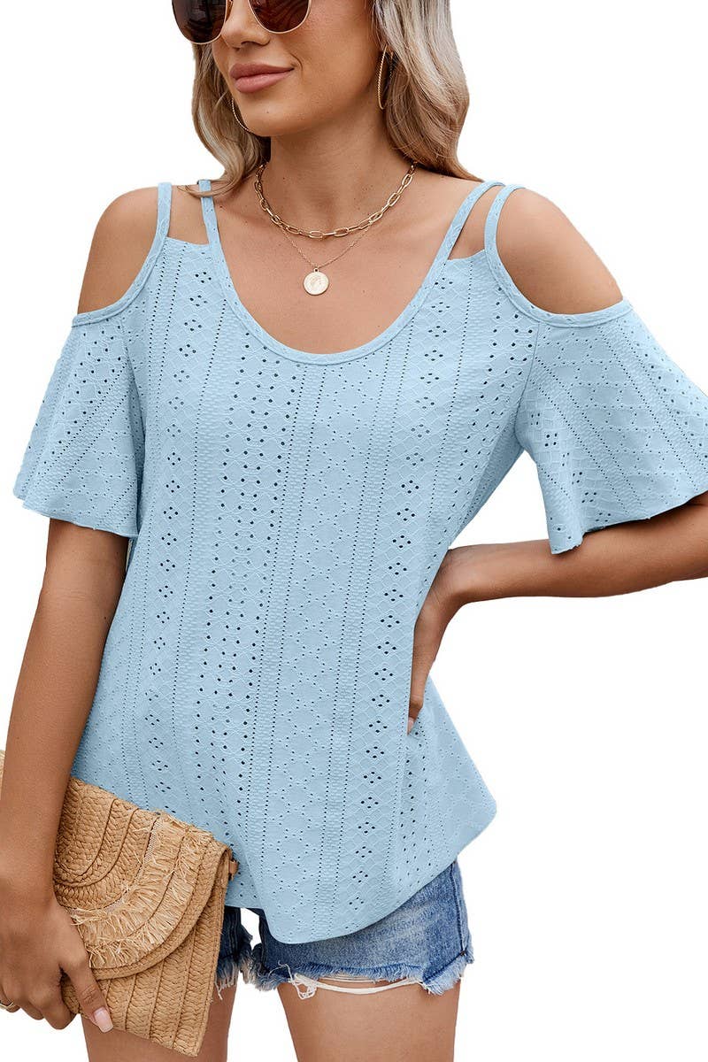 CWTTS1344_SUMMER SOLID COLOR V-NECK OFF-SHOULDER T-SHIRT