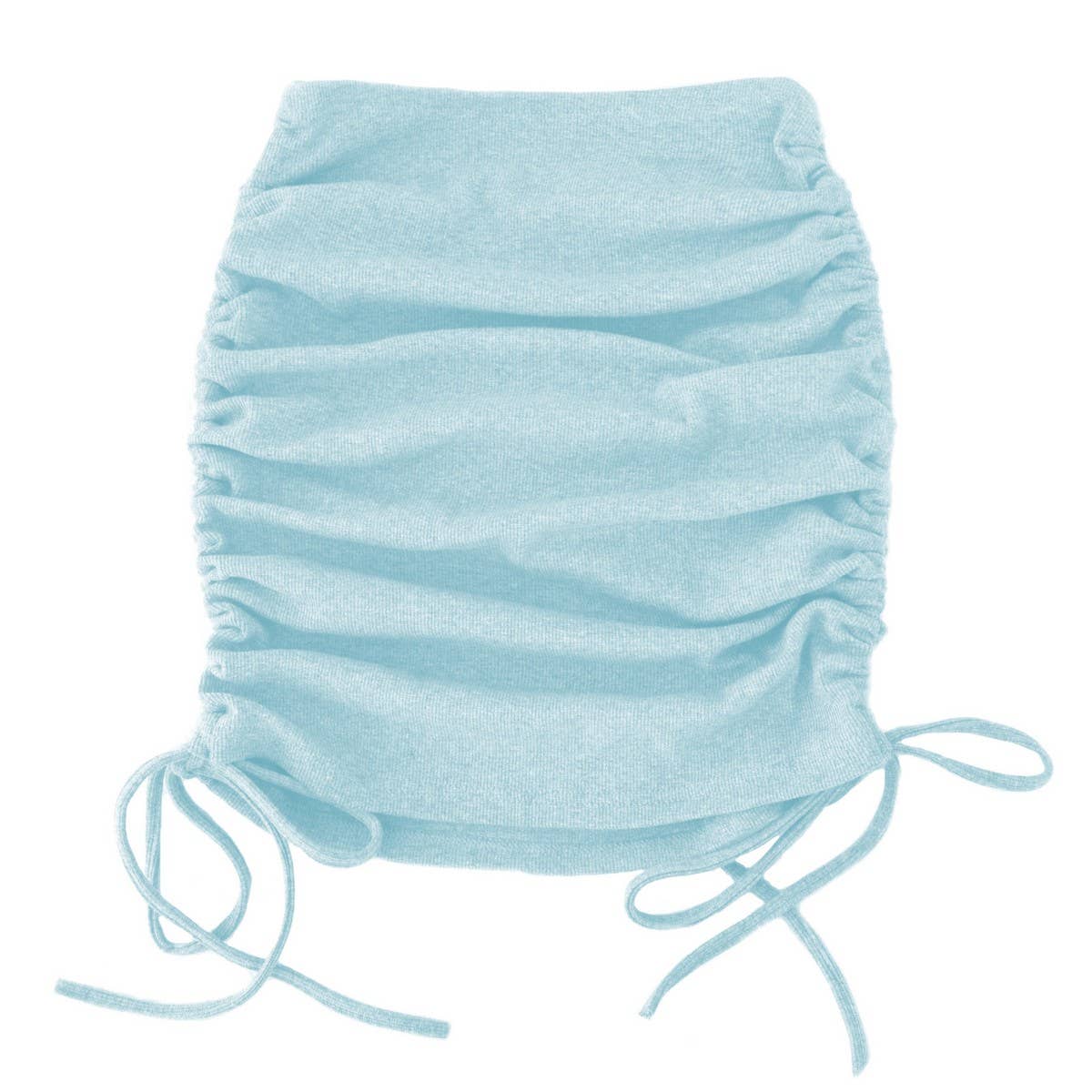 KNITTED SIDE DRAWSTRING STRETCH PLEATED SKIRT