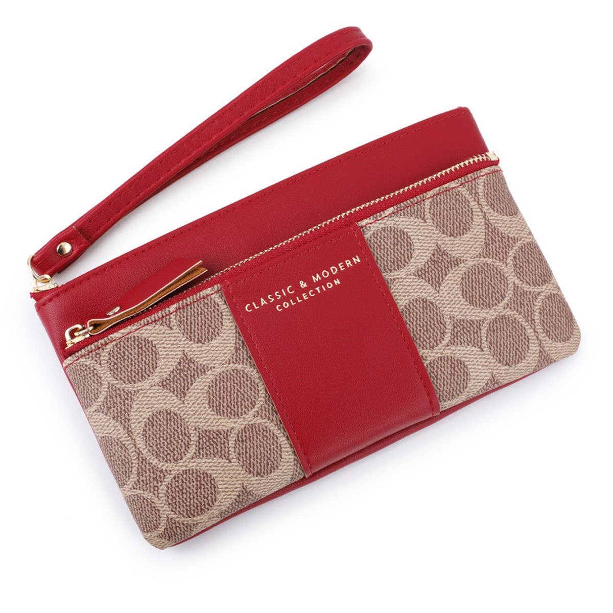 RETRO PRINTED LARGE CAPACITY ZIPPERED WALLET_CWAB1658
