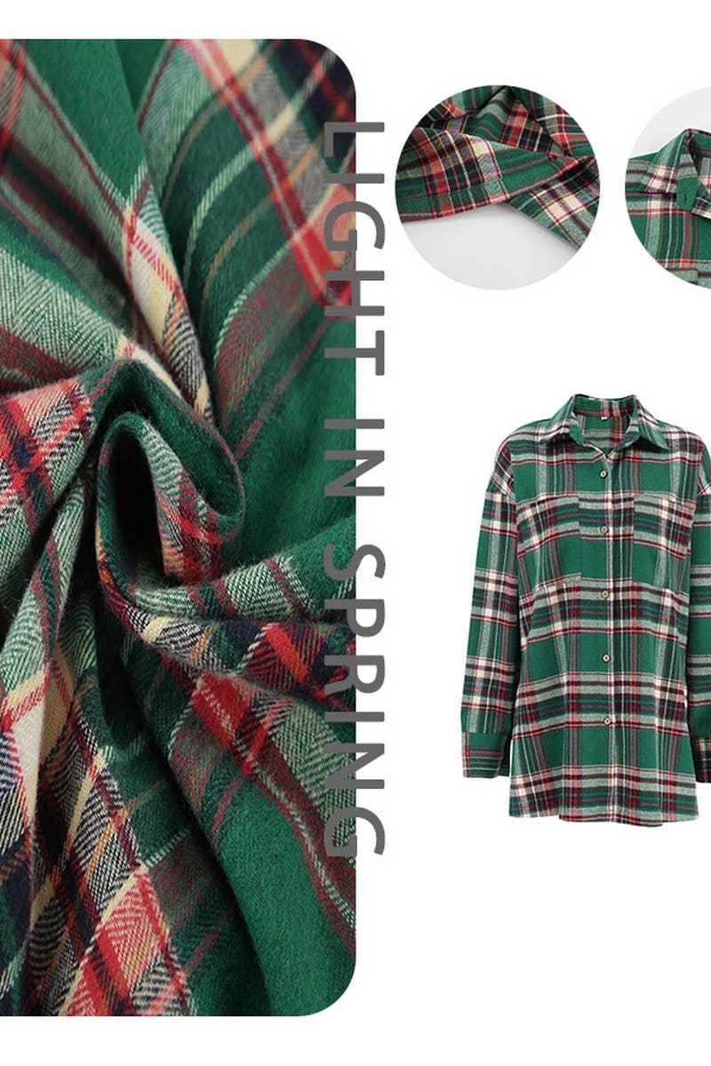 CWTBLL00628_RETRO LONG-SLEEVED CASUAL LOOSE PLAID SHIRT