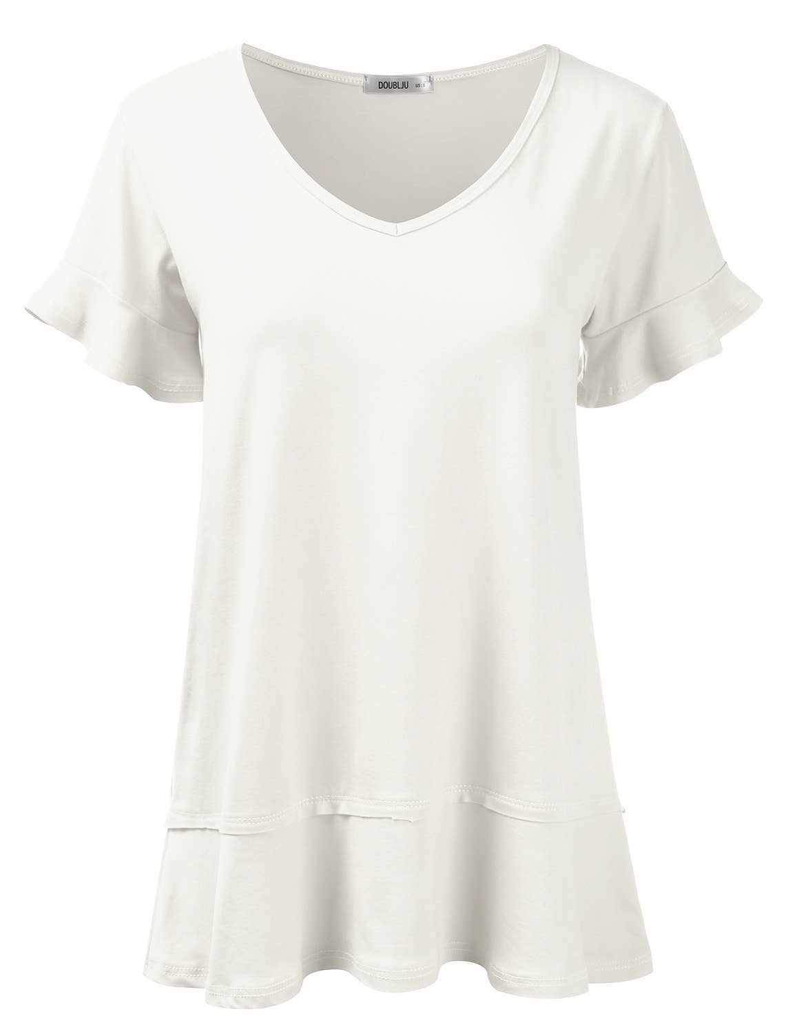 CWTTS681-P_Casual Tshirt V Neck Short Sleeve Loose blouse
