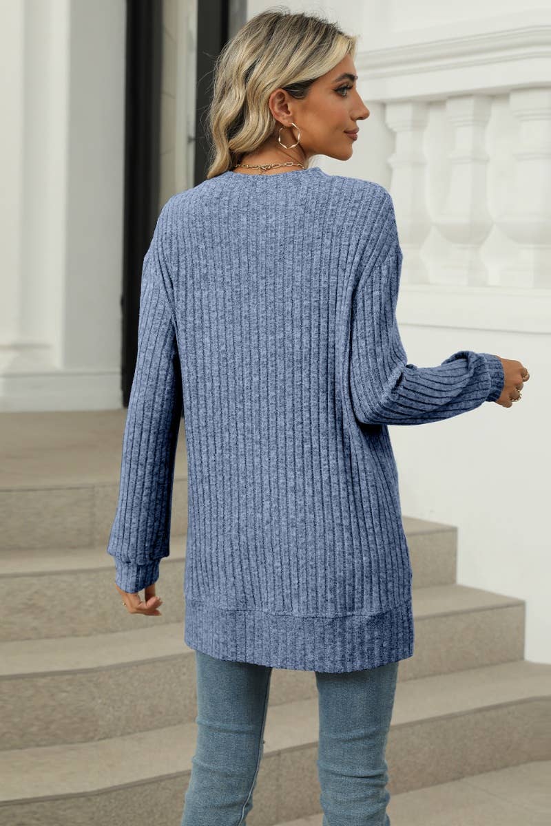 CWOSWL6608_WINTER POCKET CREW NECK LONG-SLEEVED SWEATER