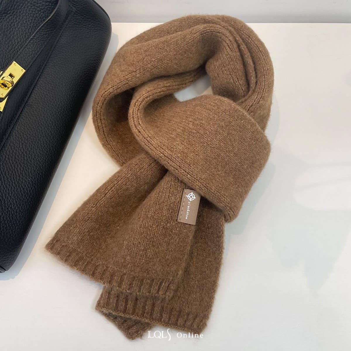 Cozy Beige Wool Blend Knit Scarf Thick Warm Unisex