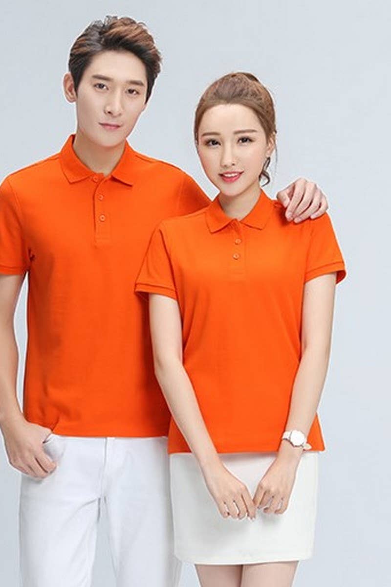 CWTBLS02444_SOLID COLOR CASUAL SHORT-SLEEVED POLO SHIRT