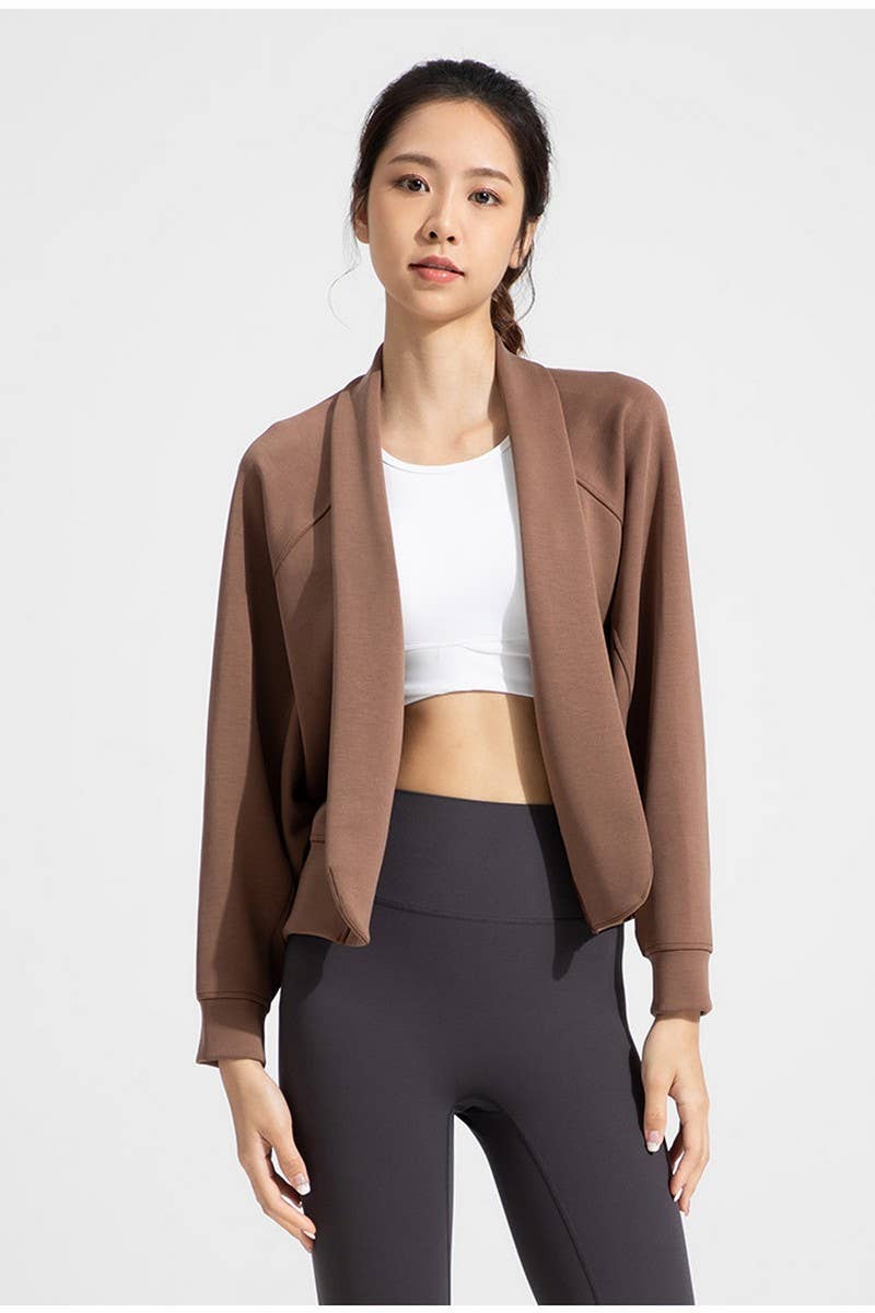 CWOCAL2164_MODAL LONG SLEEVE SHAWL YOGA TOP