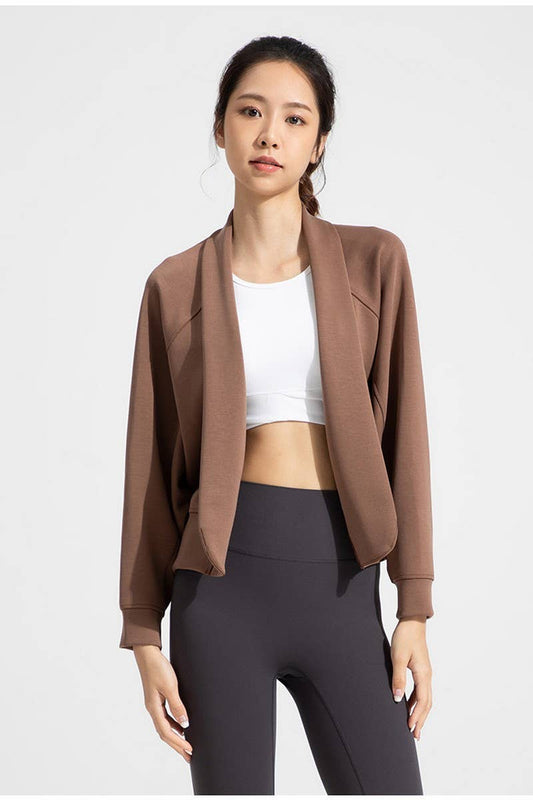 CWOCAL2164_MODAL LONG SLEEVE SHAWL YOGA TOP